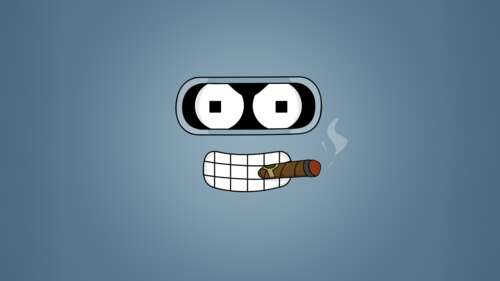 A minimalist and funny cartoon illustration of the character Bender from Futurama. free wallpaper for computer