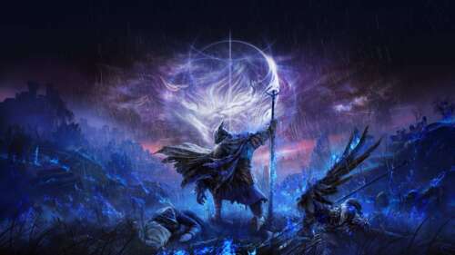 Cinematic key art of a Tarnished warrior from Elden Ring Nightreign, wearing heavy... wallpaper download