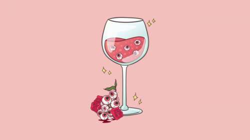 A surreal weirdcore aesthetic scene with deep wine-colored accents and a baby pink... wallpaper