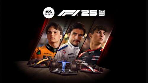Cinematic concept art for the F1 25 racing game featuring a sleek Formula 1 car on... hd background