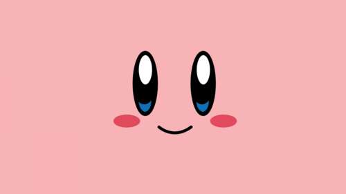 A minimalist and adorable illustration of Kirby from Nintendo with a kawaii face... wallpaper