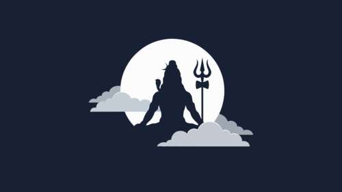 A minimalist silhouette of Lord Shiva in a meditative pose against a dark, spiritual... high definition wallpaper