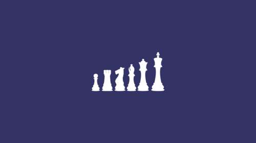 A minimalist arrangement of various chess pieces, including the King, Knight, Pawn,... free wallpaper