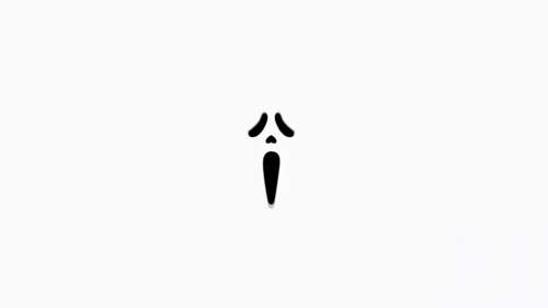 A minimalist graphic of the Ghostface character from the Scream movie on a white... wallpaper