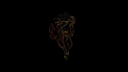 Minimalist digital art of the Hindu God Lord Hanuman (Bajrangbali) against a solid... free wallpaper