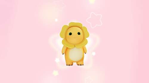 A cute Nailoong plush toy standing against a soft baby pink background. wallpaper