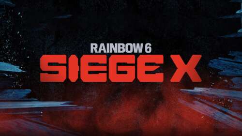 A futuristic 5K resolution logo for the tactical shooter game Rainbow Six Siege X. free wallpaper for computer