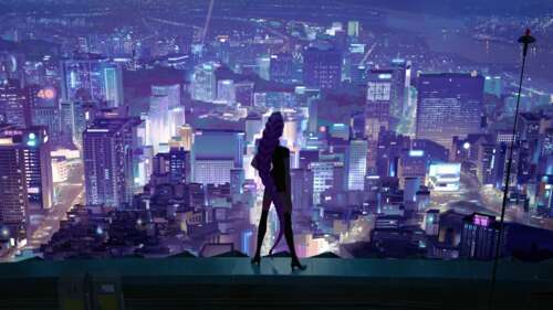 A stylish K-Pop inspired female demon hunter named Rumi standing in a glowing, high-detail... wallpaper