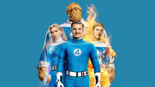 A cinematic group shot of the superhero team The Fantastic Four, including Mister... wallpaper