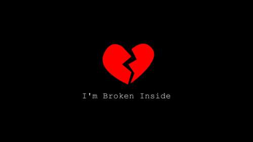 A minimalist visual of a cracked red heart centered on a pitch-black background,... free wallpaper