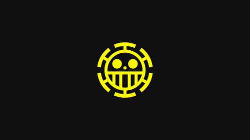 A minimalist logo design of Trafalgar Law from the One Piece anime on a dark background. high definition wallpaper