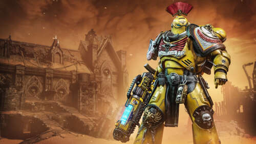 A powerful Space Marine in heavy blue power armor from Warhammer 40,000: Space Marine... wallpaper images