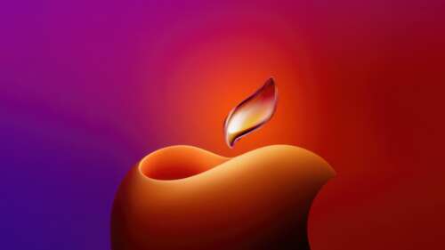 An aesthetic Apple logo presented on a colorful, smooth gradient background in 5K... wallpaper