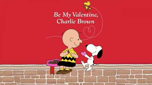 Snoopy, Charlie Brown, and Woodstock from Peanuts celebrating Valentine's Day against... free wallpaper for computer