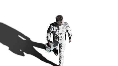 Cinematic movie poster of Brad Pitt for the 2025 film F1 featuring Mercedes AMG Petronas... hd background