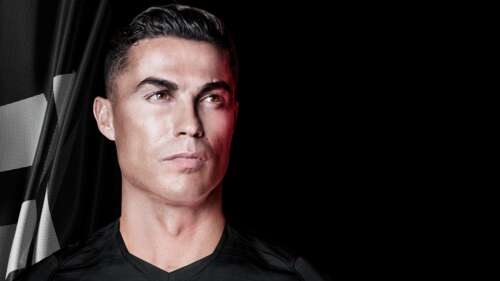 A cinematic 5K portrait of Cristiano Ronaldo with a dark theme and black background. ps4 wallpaper