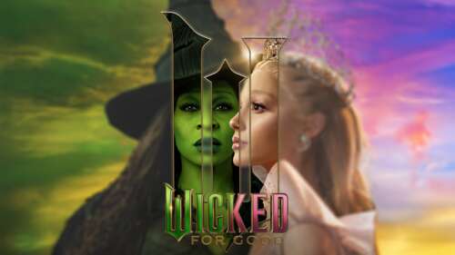 Artistic depiction of Elphaba Thropp and Glinda from the movie Wicked free background