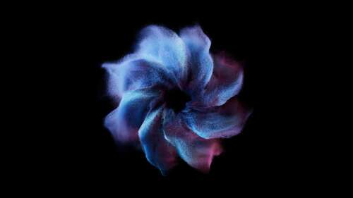 A swirling blue abstract nebula shaped like a flower with glowing particles and deep... ps4 wallpaper