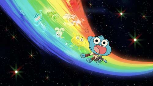 A highly detailed, futuristic animated character with vibrant colors and neon lighting...