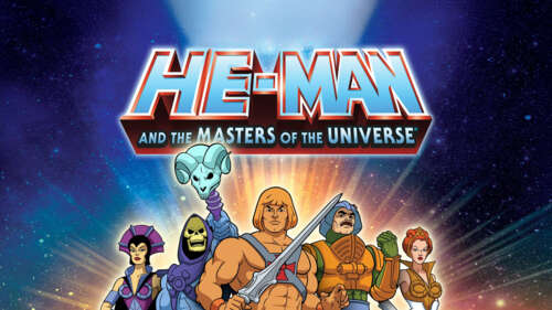 A character poster featuring He-Man and Skeletor from the Masters of the Universe... hd background