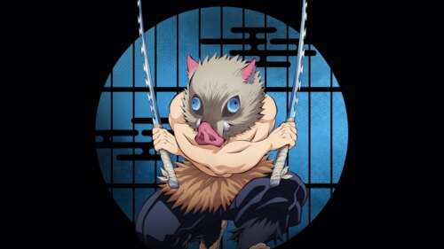 Cinematic anime portrait of Inosuke Hashibira from Demon Slayer: Kimetsu No Yaiba... wallpaper
