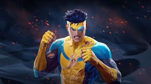 Official promotional key art for the Invincible VS fighting game featuring a cinematic...