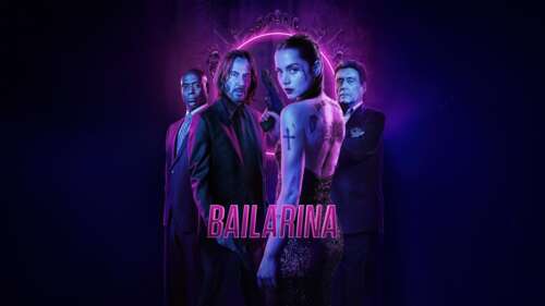 A cinematic action movie poster featuring Keanu Reeves as John Wick and Ana de Armas... wallpaper download