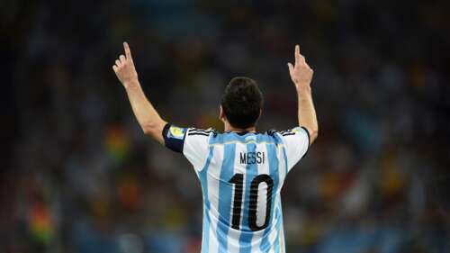Lionel Messi wearing the Argentina national football team jersey. wallpaper