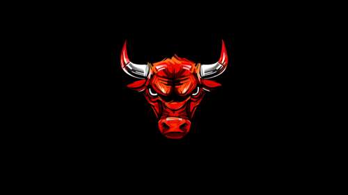 A minimalist Chicago Bulls basketball logo centered on a solid black background. free wallpaper