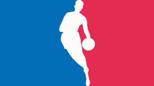 A clean, minimalist graphic design representing a professional NBA basketball game... wallpaper