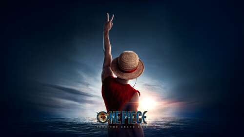 Monkey D. Luffy wearing his signature straw hat from the One Piece Netflix series wallpaper for laptop download