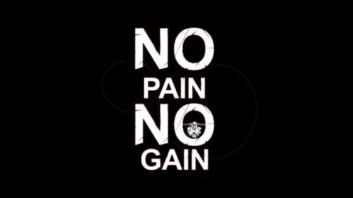 Motivational text 'No pain No gain' displayed in high contrast against a dark, minimalist... wallpaper download