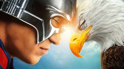 Peacemaker, portrayed by John Cena, wearing his iconic chrome helmet from DC Comics. free wallpaper