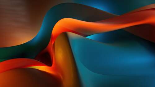 Abstract 3D render of flowing metallic ribbons in a vibrant spectrum of colors with... wallpaper