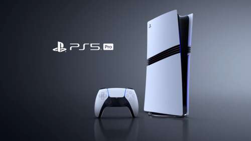 Official high-resolution studio render of the Sony PlayStation 5 Pro gaming console...
