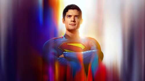 Cinematic close-up of David Corenswet as Superman from DC Comics desktop wallpaper