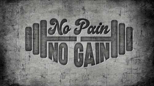 A muscular athlete performing heavy weightlifting in a gym, embodying the 'No Pain... free wallpaper
