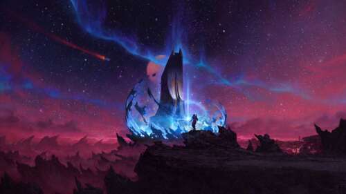 Detailed cinematic key art of a futuristic cybernetic warrior in a neon-lit cyberpunk...