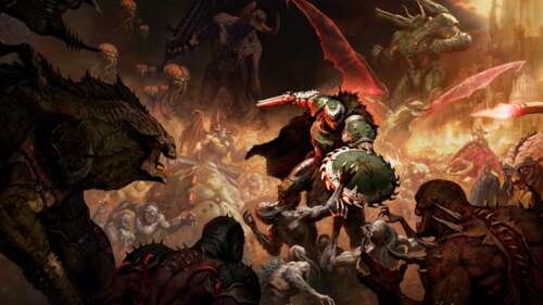 The Doom Slayer wearing heavy armor from the video game DOOM: The Dark Ages. wallpaper download
