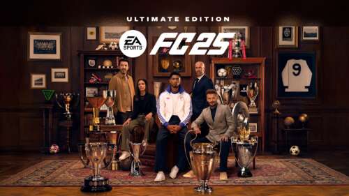 EA Sports FC 25 Ultimate Edition concept art featuring David Beckham and Jude Bellingham