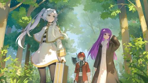 Fern and Stark from the anime Frieren: Beyond Journey's End in high-definition anime... free background images
