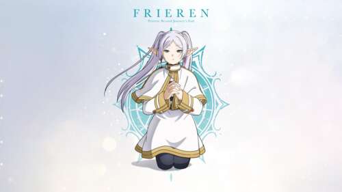 A high-quality portrait of the character Frieren from the anime Frieren: Beyond Journey's... free wallpaper