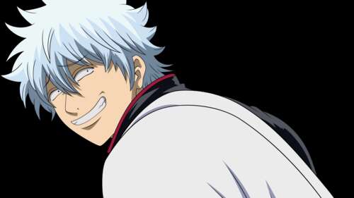 A portrait of Gintoki Sakata from the anime Gintama on a black background high definition wallpaper