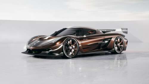 A hyper-realistic view of the 2025 Koenigsegg Sadair's Spear hypercar, featuring... free wallpaper