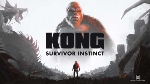 Cinematic game art of King Kong from the MonsterVerse, highlighting his powerful... free background images