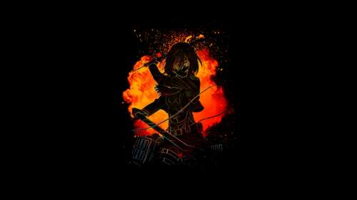 High-resolution cinematic portrait of Mikasa Ackerman from Attack on Titan featuring... high definition wallpaper