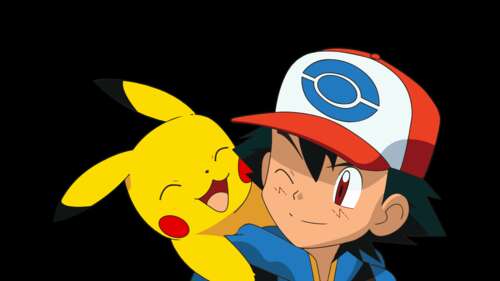 Cute cartoon illustration of Pikachu and Ash Ketchum from the Pokémon franchise on... wallpaper download
