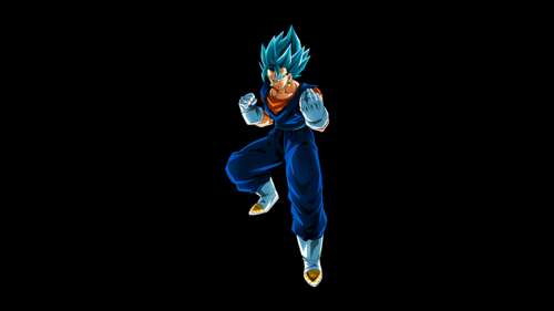 Vegito in Super Saiyan God form from Dragon Ball Super against a solid black background wallpaper photo gallery download