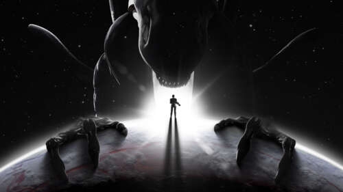 A menacing Xenomorph from the Alien franchise lurking in a dark, cinematic environment. free wallpaper