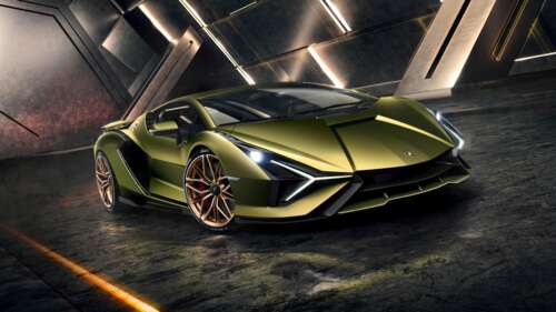 A vibrant green Lamborghini Sián FKP 37 supercar showcasing its aggressive aerodynamic... free hd wallpapers